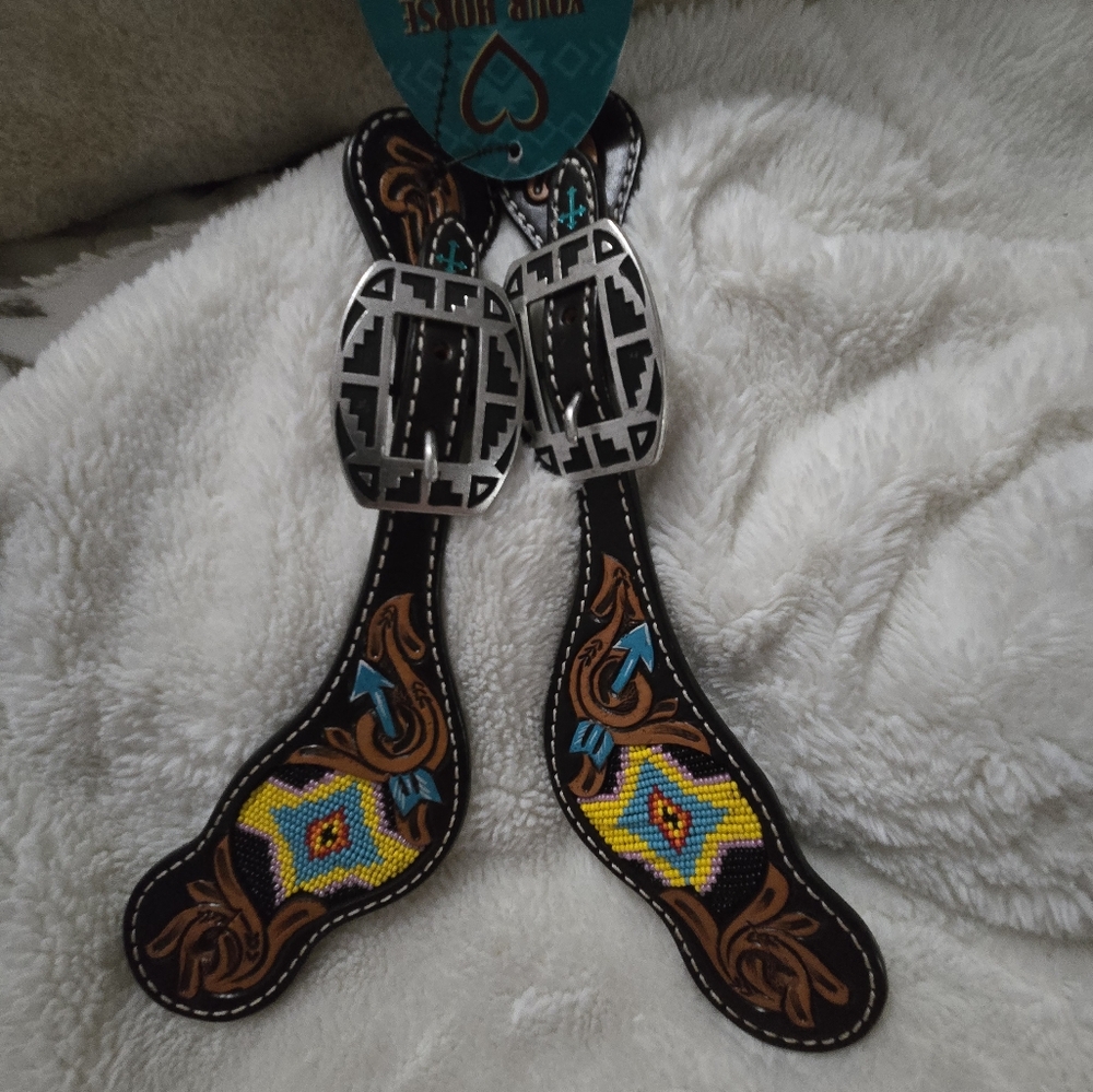 Navajo Arrow Ladies Strap Leather Beaded Horse